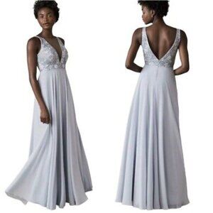 Blue Size 10 Jenny Yoo Floor Length Gown - Good Condition